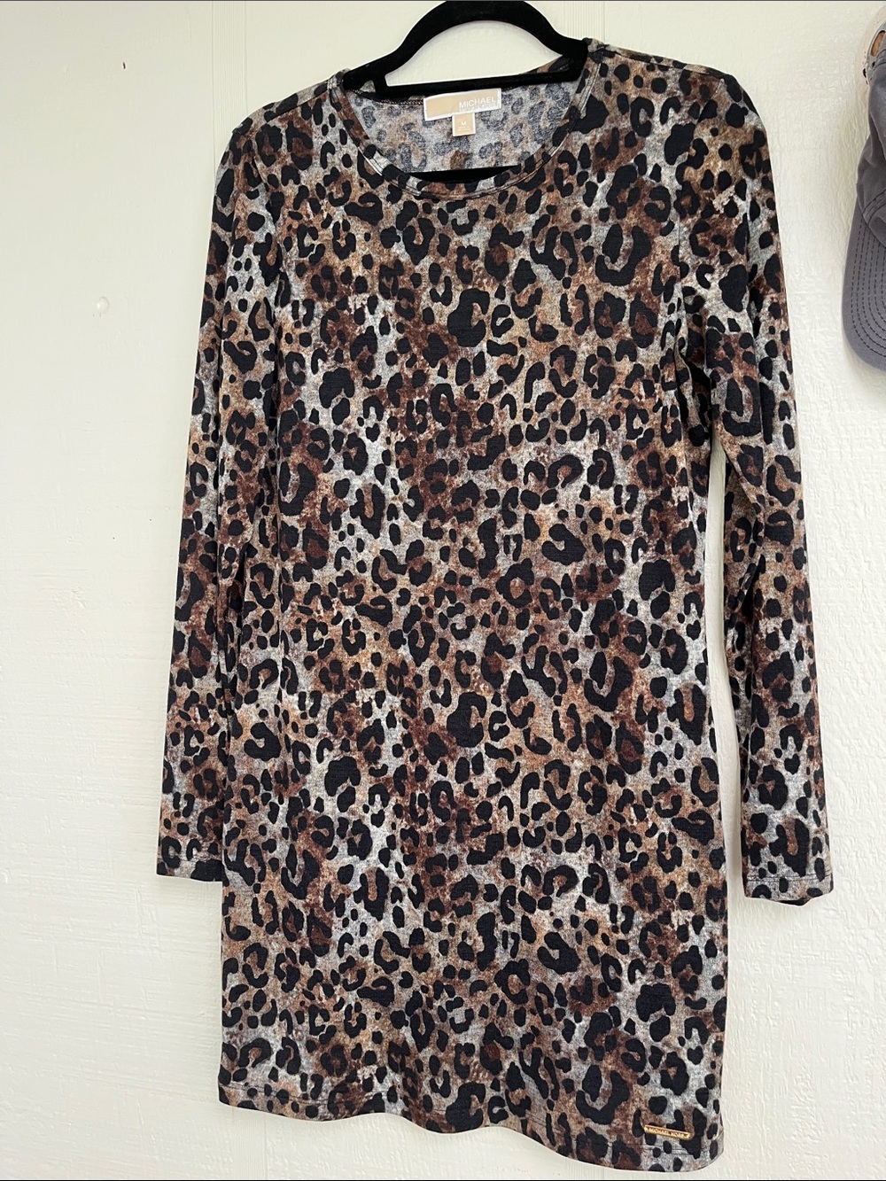 Michael Kors Leopard Print Long Sleeve Dress - Brown/Black. Size medium